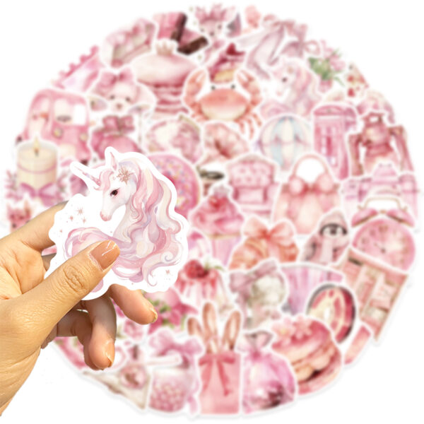 Wholesale 50 pink aesthetic series decorative waterproof stickers
