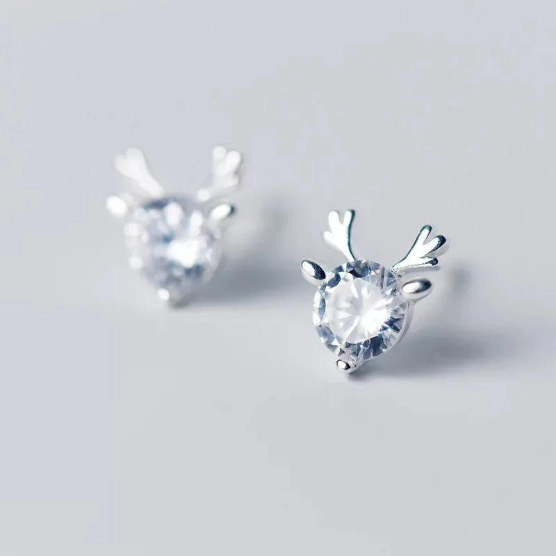 Wholesale 1 Pair Christmas Casual Commute Elk White Copper Ear Studs