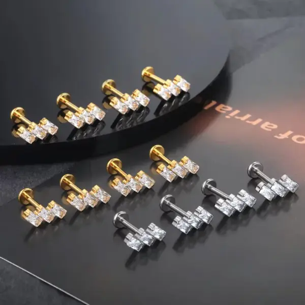 Wholesale 1 Piece Belly Rings Casual Simple Style Geometric Pure Titanium Titanium Alloy Plating Zircon 14K Gold Plated White Gold Plated