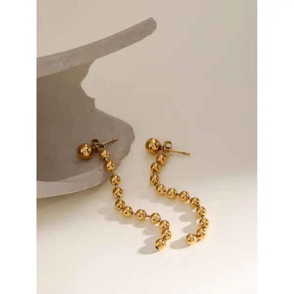 304 Stainless Steel Solid Color PVD Coated Real Gold Plated 18K Gold Simple Style Classic Style Waterproof Non Tarnish Plating Gold Drop Earrings