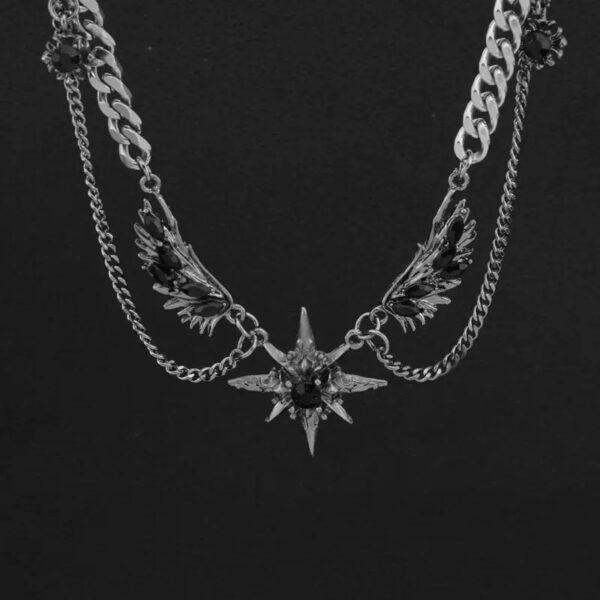 oly-24740bd8fea24663ded9fd82d32b67f6 Wholesale Niche dark gothic style, vintage heavy-duty clavicle chain, choker chain, sweater chain