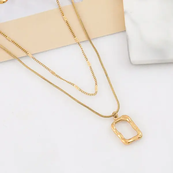 Retro Fish Titanium Steel Inlay Zircon Pendant Necklace 1 Piece