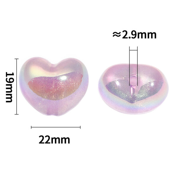 Wholesale Luminous fat love acrylic beads thin flash peach heart vertical hole beaded mobile phone chain diy accessories loose beads