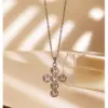 304 Stainless Steel Cross PVD Coated Rhinestones Zircon 14K Gold Plated 18K Gold Plated Sweet Commute Korean Style Waterproof Non Tarnish Surgical Steel Regular Chain Lobster Trigger Clasp Closure Pendant Necklace