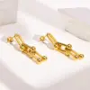 Wholesale PVD Coated Real Gold Plated 18K Gold U Shape 201 Stainless Steel Fashion Waterproof Non Tarnish Drop Earrings