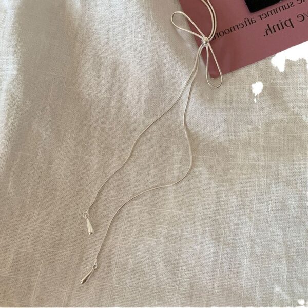 Wholesale Casual Bow Pull-Out Long Necklace for Women Korean Niche Ins Stylish Fashion Versatile Neck Chain Sweater Chain