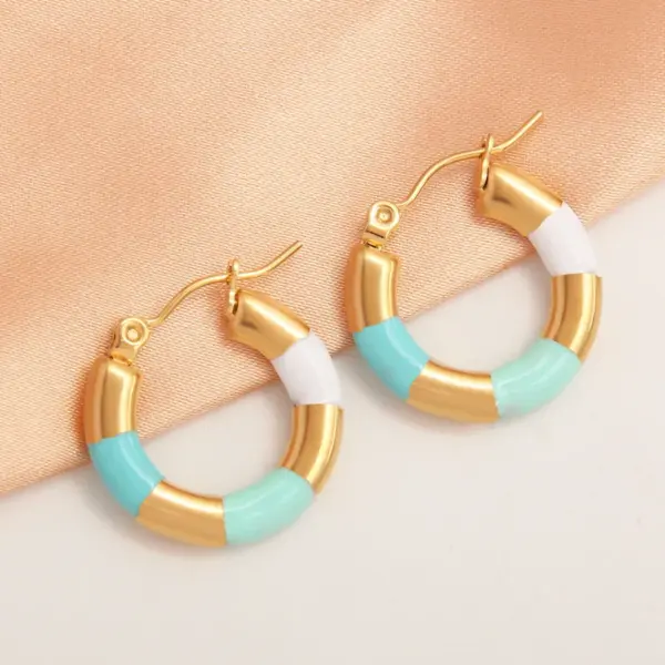 1 Pair IG Style Simple Style Round Plating 304 Stainless Steel Gold Plated Earrings