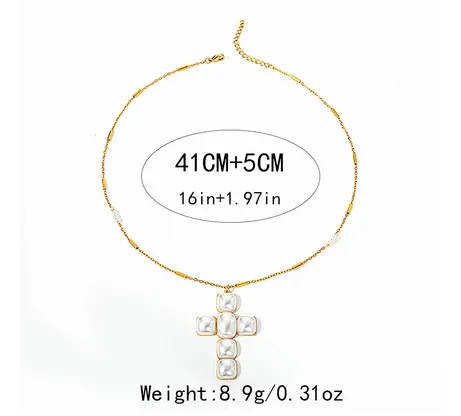Wholesale PVD Coated 14K Gold Real Gold Plated Cross 304 Stainless Steel Elegant Modern Style Waterproof Non Tarnish 304 Stainless Steel Pendant Necklace
