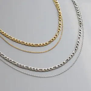 Wholesale PVD Coated Real Gold Plated 18K Gold Solid Color 304 Stainless Steel Simple Style Waterproof Non Tarnish 304 Stainless Steel Layered Necklaces