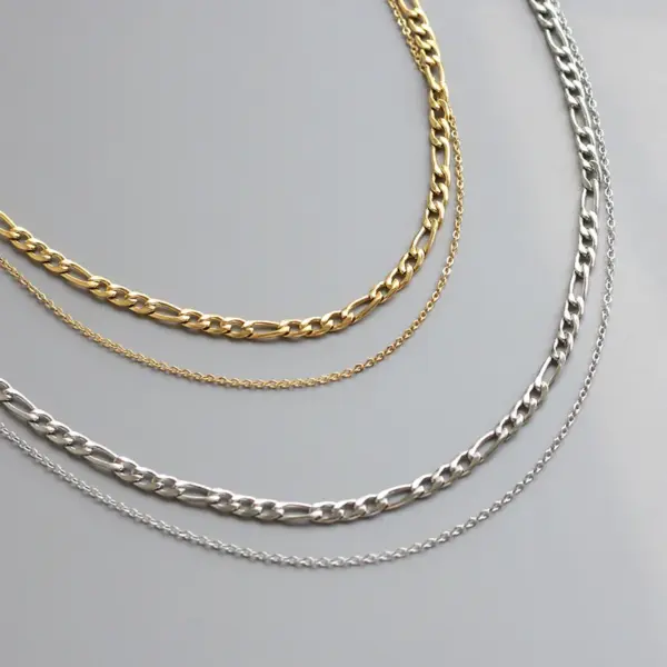 Wholesale PVD Coated Real Gold Plated 18K Gold Solid Color 304 Stainless Steel Simple Style Waterproof Non Tarnish 304 Stainless Steel Layered Necklaces