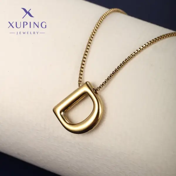 Wholesale 304 Stainless Steel 18K Gold Plated XUPING Simple Style Letter Necklace
