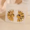 Stainless Steel Bowknot Heart Sunflower 18K Gold Plated Women's Earrings Elegant Imitation Pearl Zircon Accessories Wholesale Available