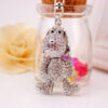 Wholesale Alloy Rhinestone Silver Cute Puppy Car Keychain Cartoon Dog Key Chain Pendant Girlfriend Bag Hanging 260