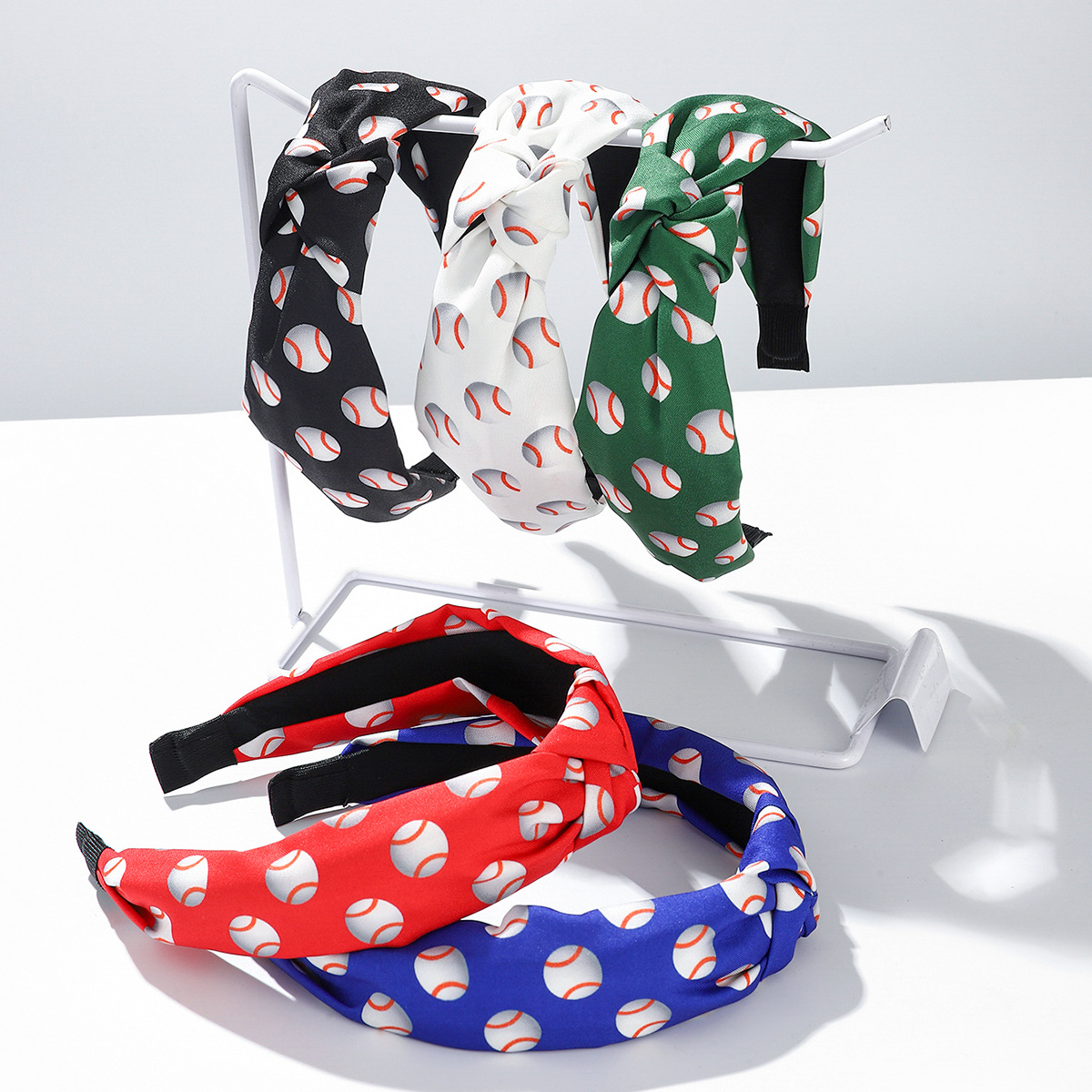 Wholesale Srts Wind Hair Band Fabric Baseball Printing Simple Knot Hair Band
