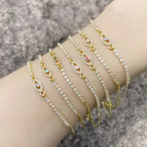 Fashion Devil's Eye Copper 18k Gold Plated Zircon Bracelets In Bulk
