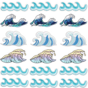 Wholesale Xiao Tian Waves Embroidery Cloth Sticker Clothes Decoration Waves Computer Embroidery Chapter Bag Patch Sticker Big Ocean Waves