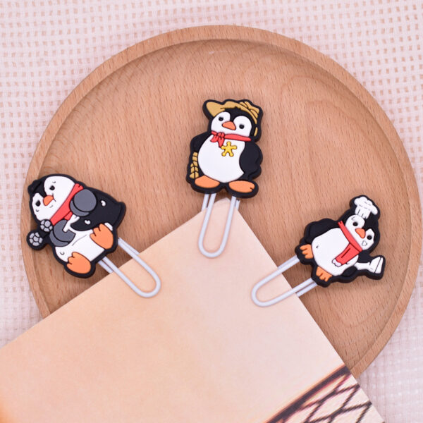 oly-2498bf714cafca985c63bd026b62c257 Wholesale Random 50pcs Cartoon Antarctic Penguin Student Paper Clip Bookmark
