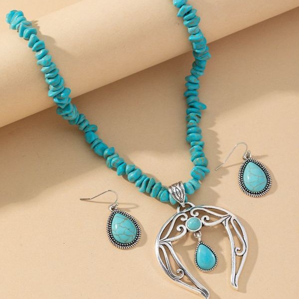 Wholesale Vintage Teardrop Necklace Turquoise Earrings