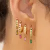 304 Stainless Steel Rectangle May Birthstone Emerald 18K Gold Plated Casual Elegant Simple Style Earrings