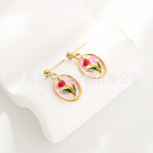 S0347 foundation rose stud earrings