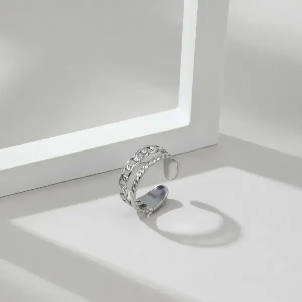 Wholesale Vacuum Plating Real Gold Plated Geometric 304 Stainless Steel Fashion Waterproof Non Tarnish Ring