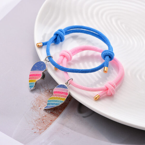 oly-24a24f3b665aa7edf72e2bff21d5fdbf Wholesale Good friend fashion rainbow with gold wder splicing heart magnetic necklace