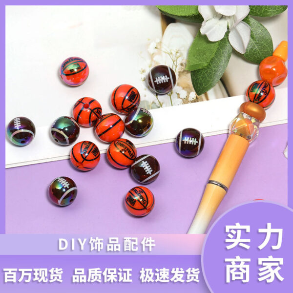 Wholesale Basketball and rugby ball colored acrylic beads