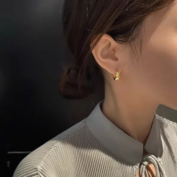 Wholesale 1 Pair Simple Style U Shape Plating 304 Stainless Steel Hoop Earrings