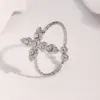 Wholesale Hot-Selling Stainless Steel Ring Personality Retro Cross Inlaid Diamond Open Ring 18k Gold Titanium Steel Jewelry For Women