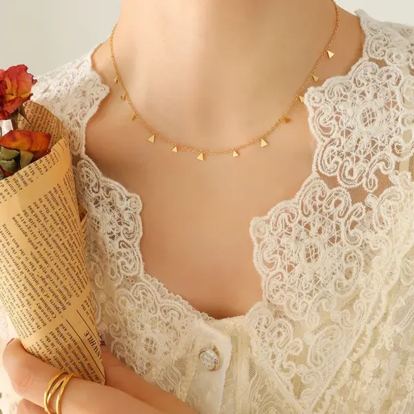 Wholesale PVD Coated Real Gold Plated 18K Gold Geometric 304 Stainless Steel Fashion Waterproof Non Tarnish 304 Stainless Steel Necklace
