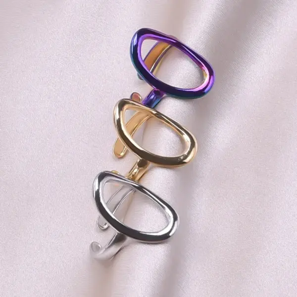 PVD Coated Real Gold Plated Solid Color 304 Stainless Steel Commute Waterproof Non Tarnish Rings