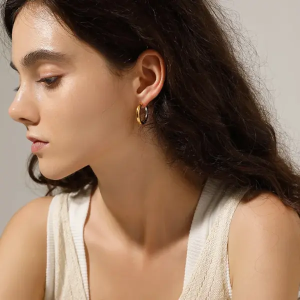 1 Pair Simple Style Round Plating 304 Stainless Steel Stainless Steel Earrings