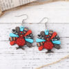 Wholesale Cross-Border New Thanksgiving Leopard Print Turkey Pendant Earrings Wooden Double-Sided Autumn Harvest Thanksgiving Party Earrings