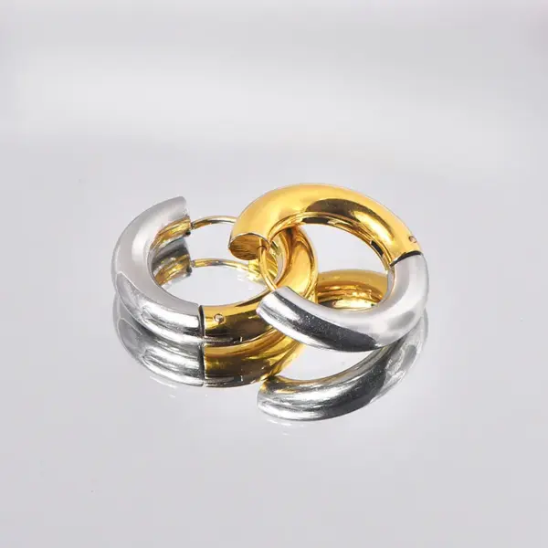 Wholesale 1 Pair Casual Simple Style Round Color Block Plating Titanium Steel Earrings