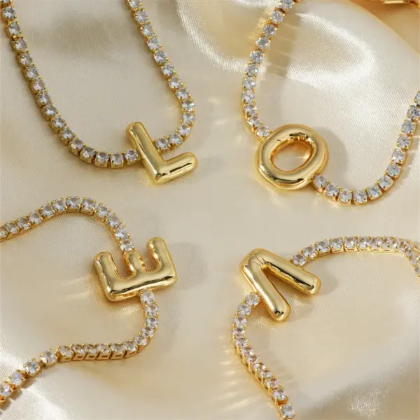 Wholesale 304 Stainless Steel Copper K Gold Plated Simple Style Classic Style Plating Inlay Letter Zircon Bracelets