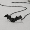 Wholesale Cross Border Black Bat Chain Necklace Halloween Gothic Punk Vampire Black Jewelry Horror Necklace