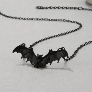 Wholesale Cross Border Black Bat Chain Necklace Halloween Gothic Punk Vampire Black Jewelry Horror Necklace