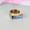 Wholesale 1 Piece Fashion Square Stainless Steel Plating Glass Rings