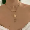 Wholesale Jewelry Simple Style Letter 201 Stainless Steel Gold Plated Plating Stainless Steel Necklaces