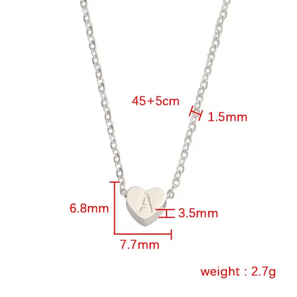304 Stainless Steel Letter Heart Shape PVD Coated Simple Style Waterproof Non Tarnish Cable Chain Pendant Necklace