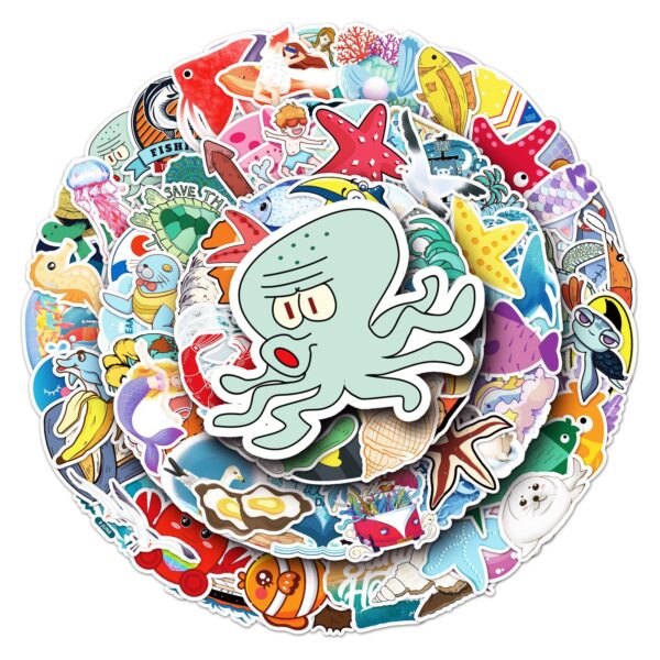 Wholesale 100 cartoon marine animal cross-border Laptop Luggage scooter motorcycle decorative stickers
