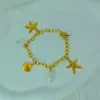 Wholesale 304 Stainless Steel Starfish Shell PVD Coated Golden Plated Hip-Hop Cable Chain Bracelets