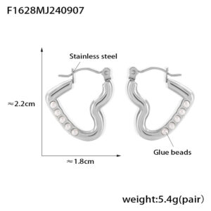 F1629-steel color imitation pearl earrings