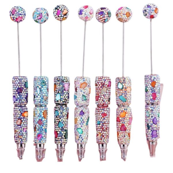 Wholesale Cross-Border Direct Selling Colorful Gemstone Diamond Beaded Pen Exotic Style Shell Diamond Decorative Beaded Pen DIY Jewelry Pen