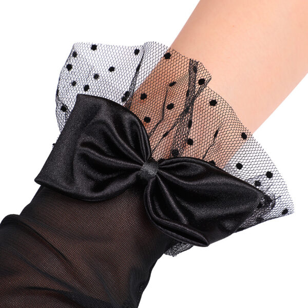 oly-24cb48963b7ba53c7bfbe373885da4d7 Wholesale Polka dot mesh black lace bow gloves