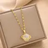 Wholesale Real Gold Plated Star Planet 304 Stainless Steel Fashion Waterproof Non Tarnish Necklace
