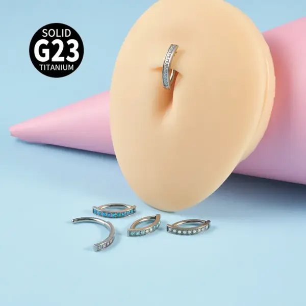 Wholesale 1 Piece Belly Rings Simple Style Geometric G23 Titanium Buckle Synthetic Opal Zircon