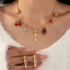 Wholesale Christmas tree gingerbread man bow necklace