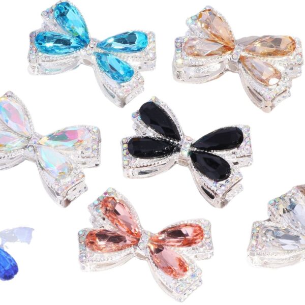 Wholesale Alloy colorful crystal bow straight hole loose beads beaded DIY mobile phone chain key chain bag chain jewelry accessories