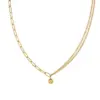 Wholesale Simple Style Solid Color Titanium Steel Plating Chain 18k Gold Plated Pendant Necklace